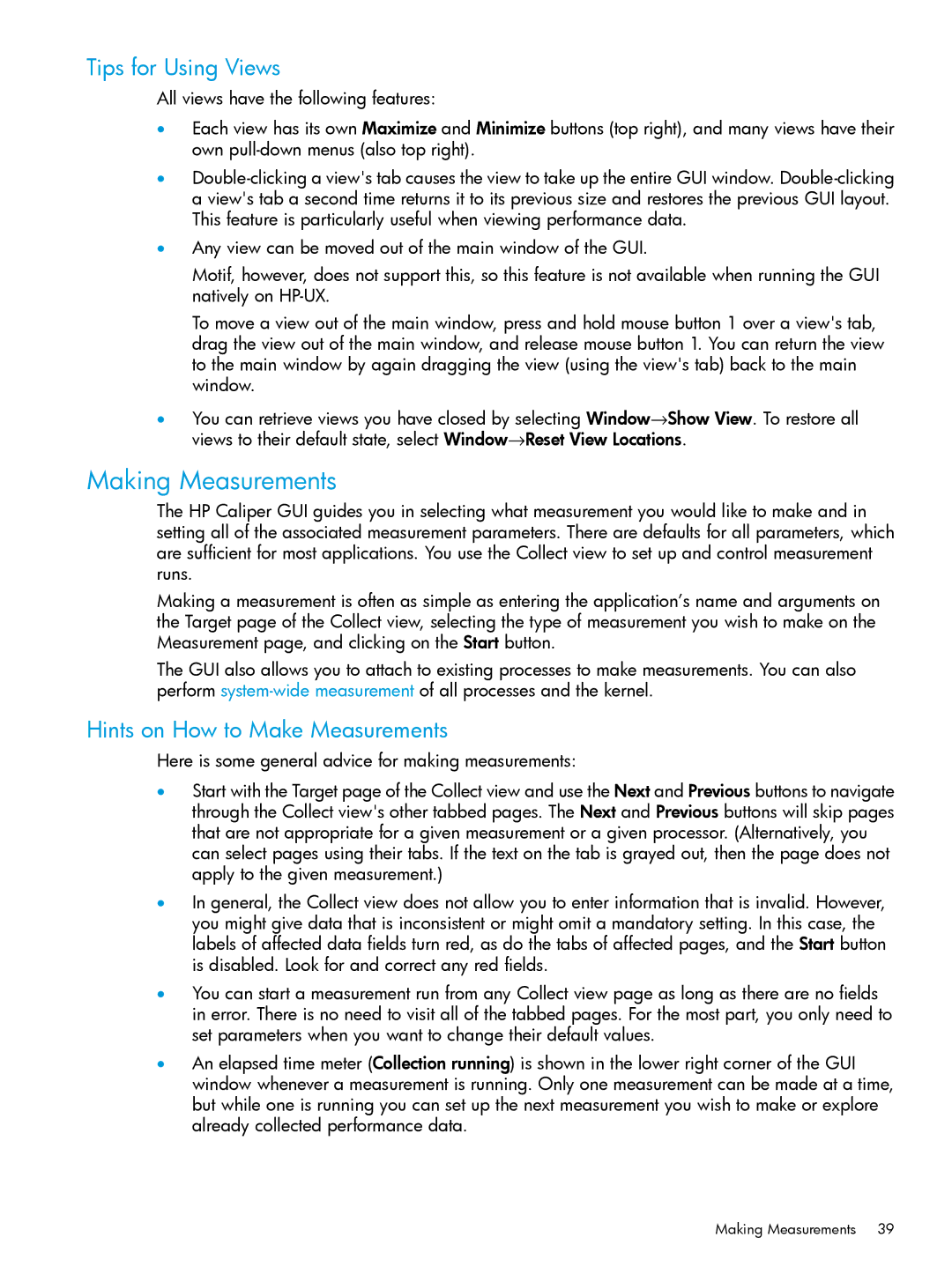 HP UX IPFilter Software manual Making Measurements, Tips for Using Views, Hints on How to Make Measurements 