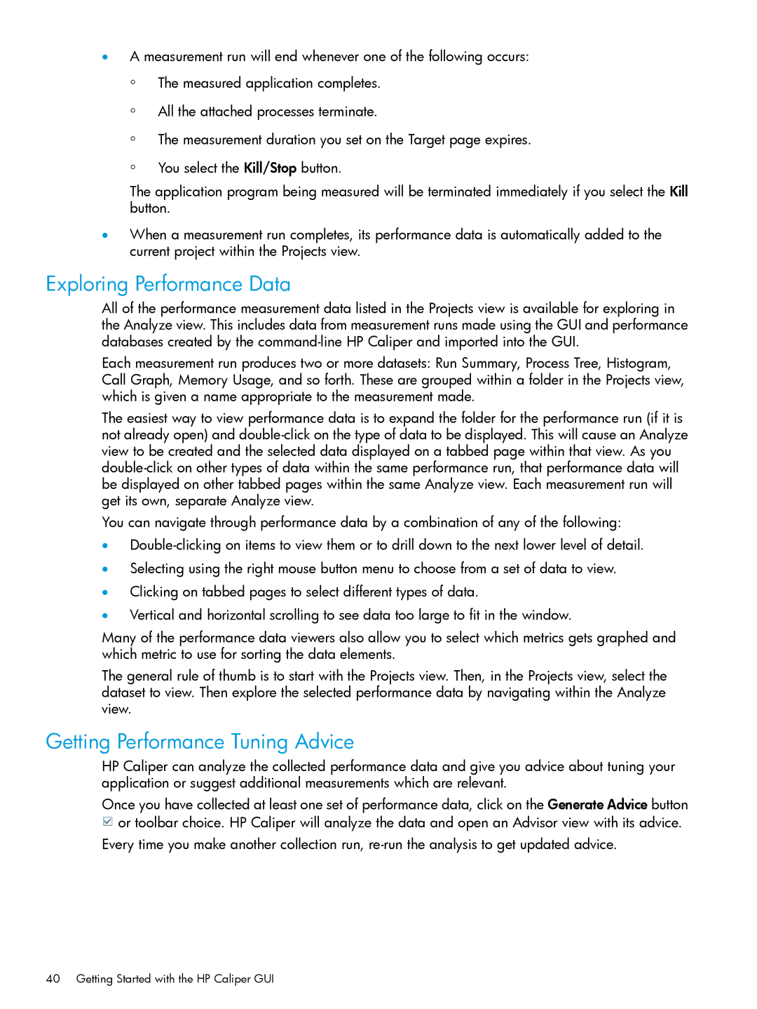 HP UX IPFilter Software manual Exploring Performance Data, Getting Performance Tuning Advice 