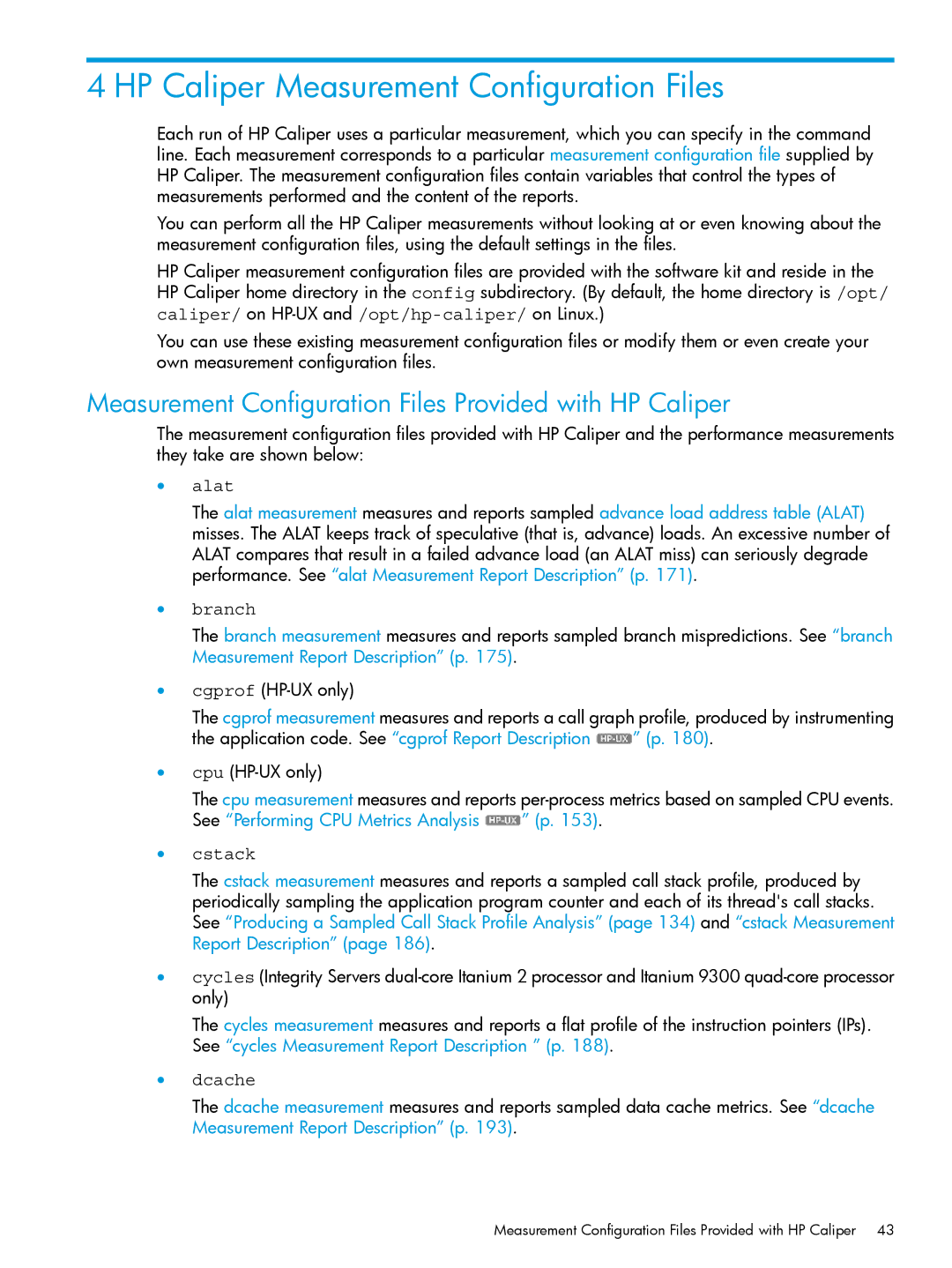 HP UX IPFilter Software manual HP Caliper Measurement Configuration Files 