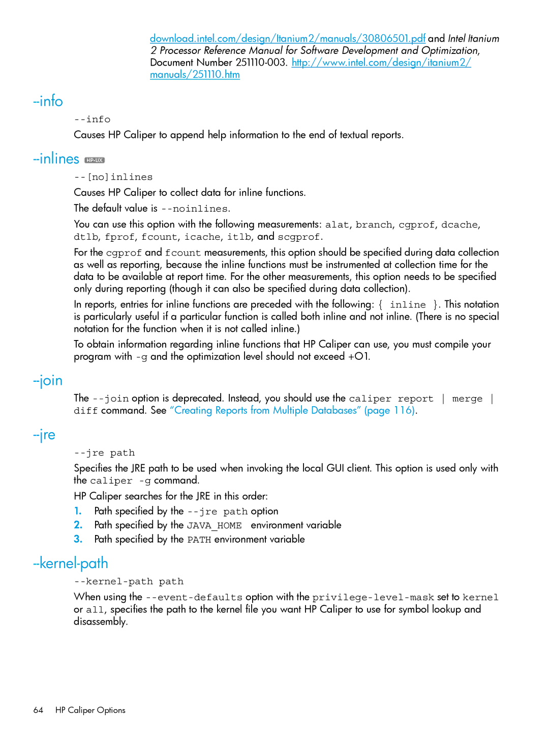 HP UX IPFilter Software manual Info, Inlines, Join, Jre, Kernel-path 