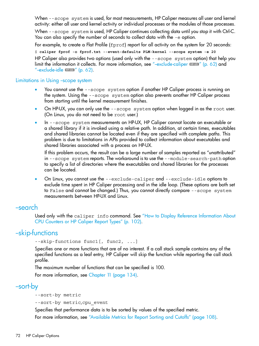 HP UX IPFilter Software manual Search, Skip-functions, Sort-bymetric,cpuevent 