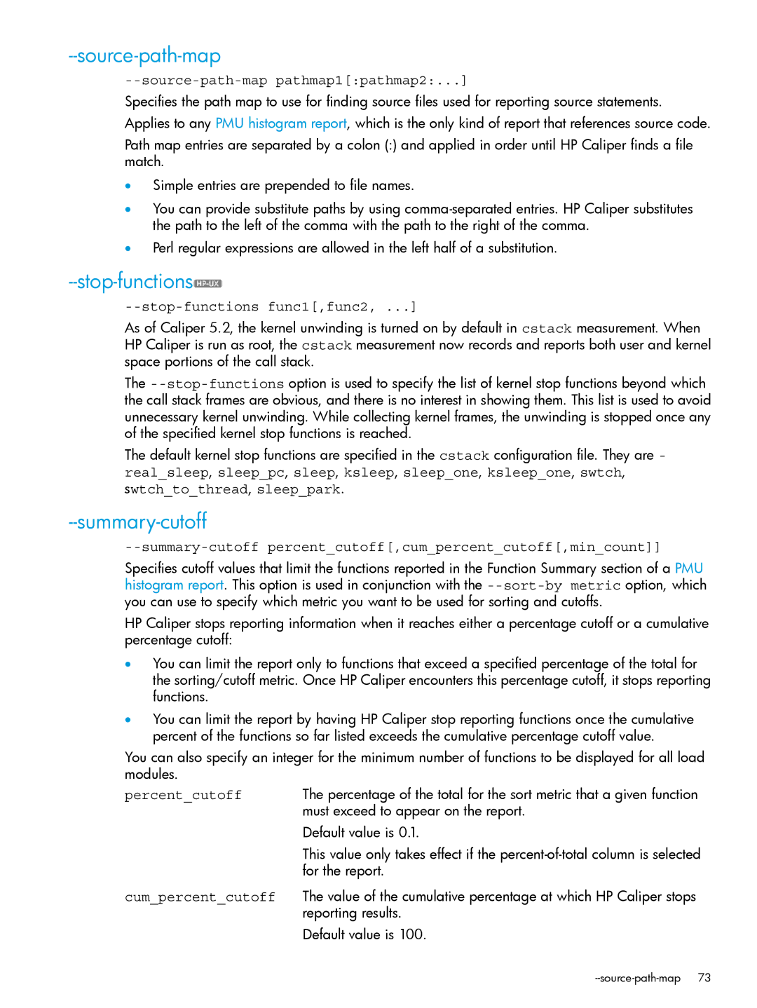 HP UX IPFilter Software manual Source-path-map, Stop-functions, Summary-cutoff 