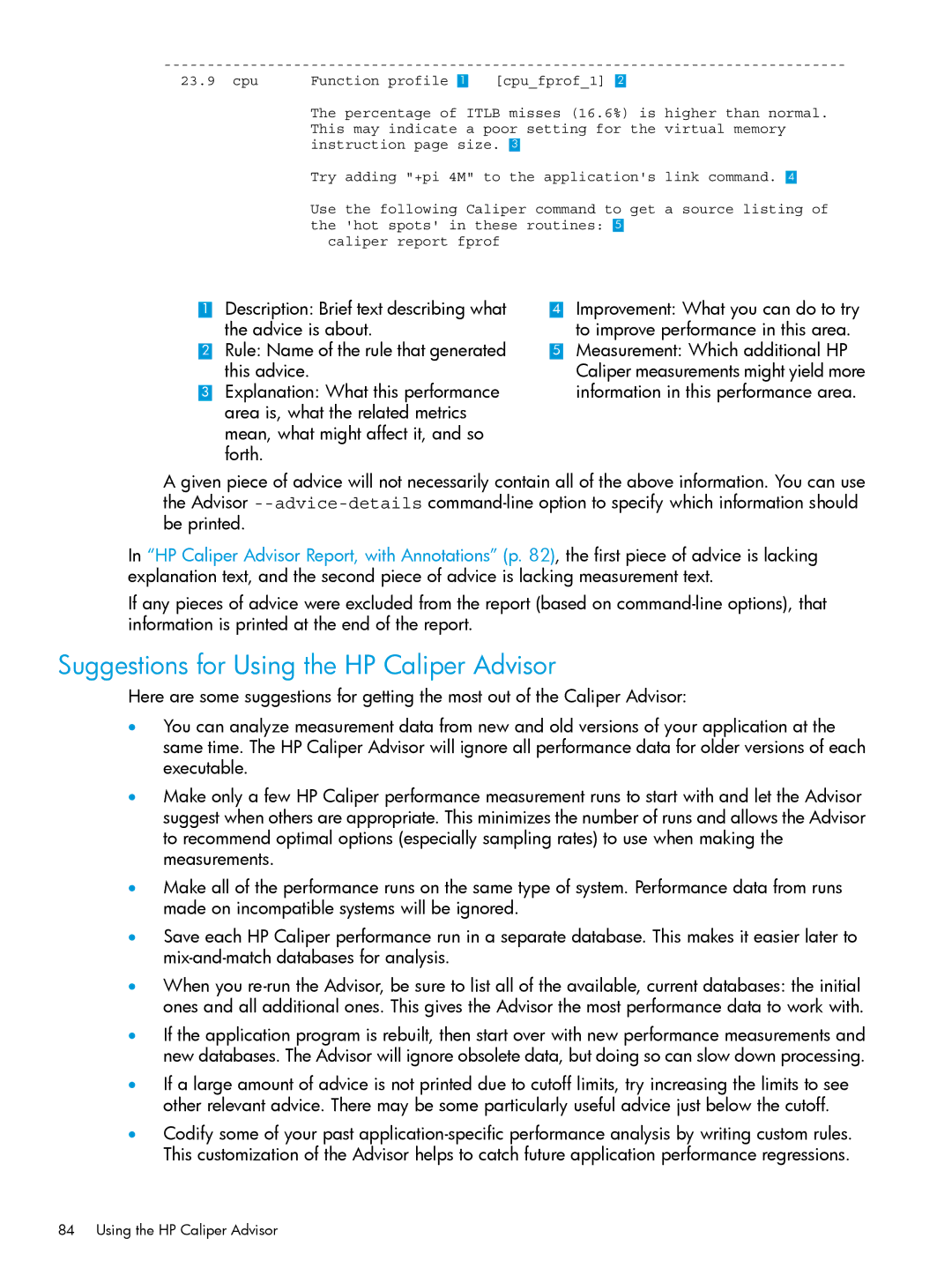 HP UX IPFilter Software manual Suggestions for Using the HP Caliper Advisor 