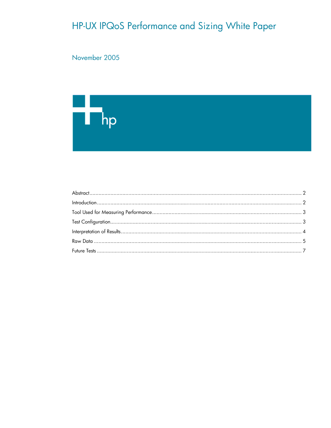 HP UX IPQos Software manual HP-UX IPQoS Performance and Sizing White Paper, November 