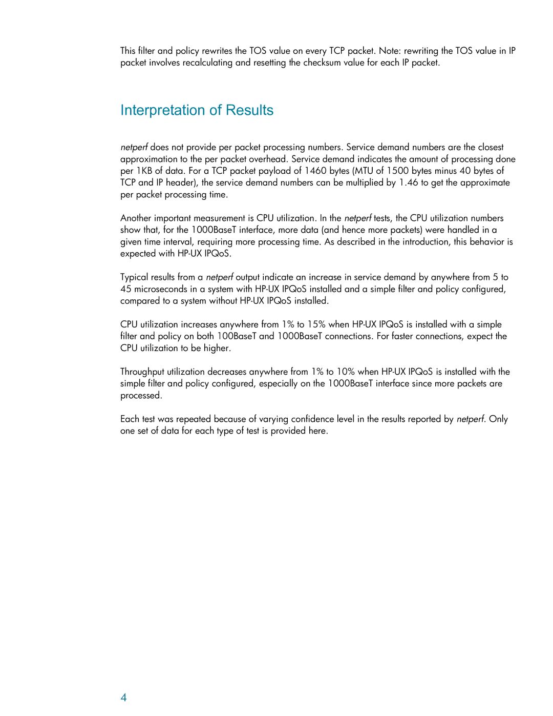 HP UX IPQos Software manual Interpretation of Results 