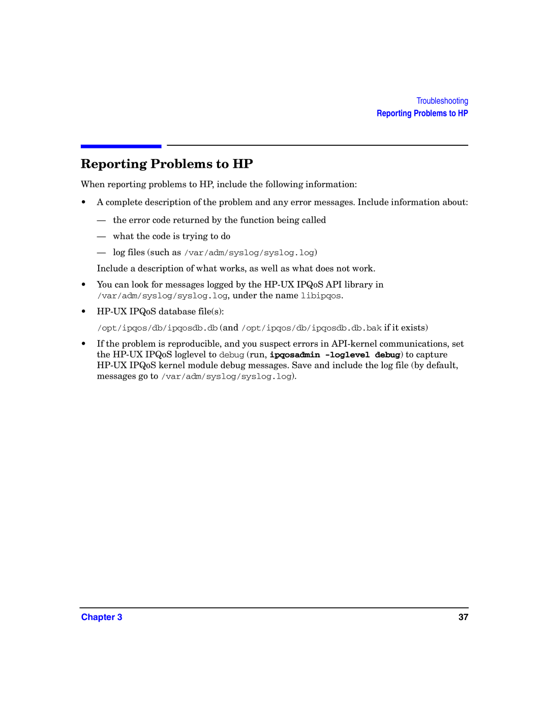 HP UX IPQos Software manual Reporting Problems to HP 