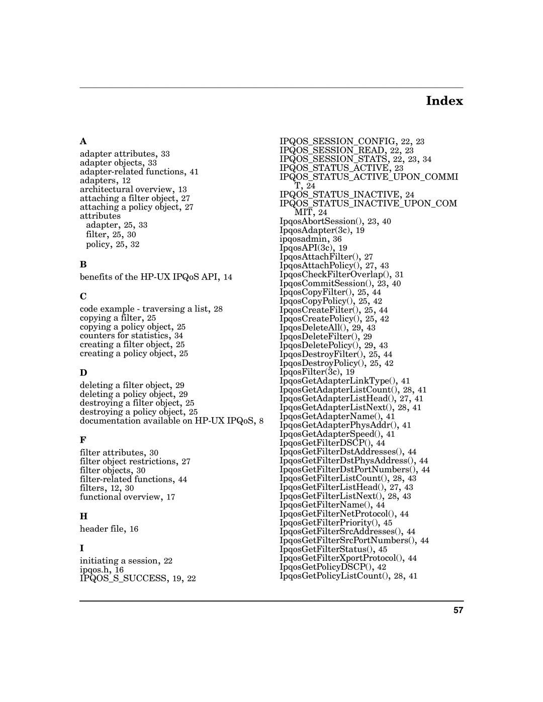 HP UX IPQos Software manual Index 