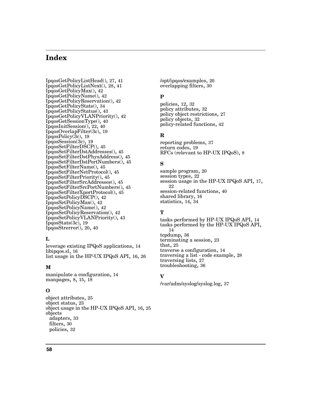 HP UX IPQos Software manual Index 