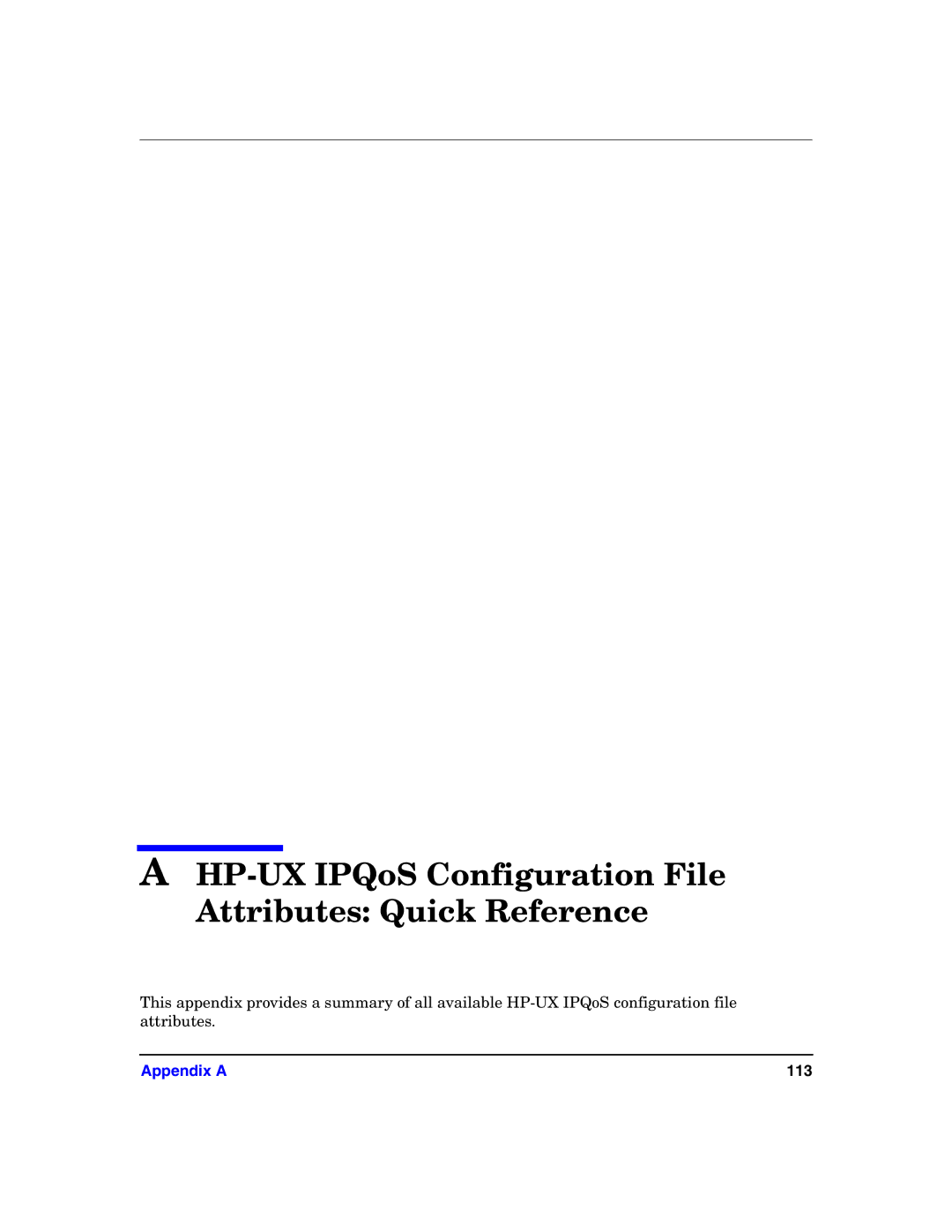 HP UX IPQos Software manual HP-UX IPQoS Configuration File Attributes Quick Reference 