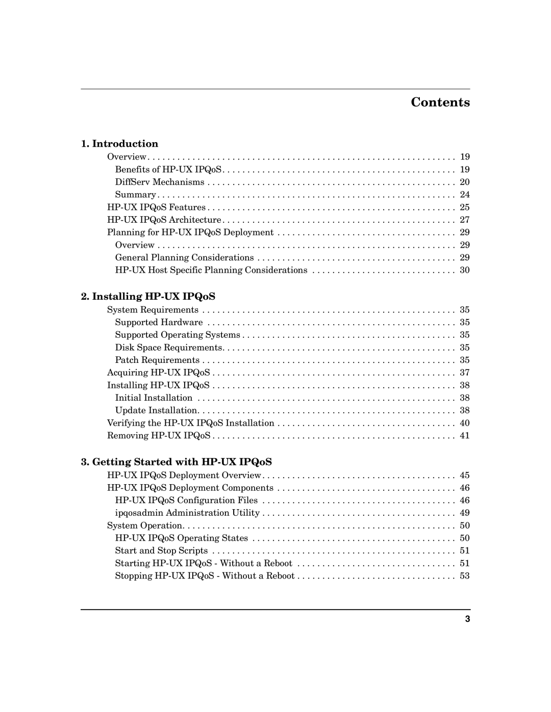 HP UX IPQos Software manual Contents 