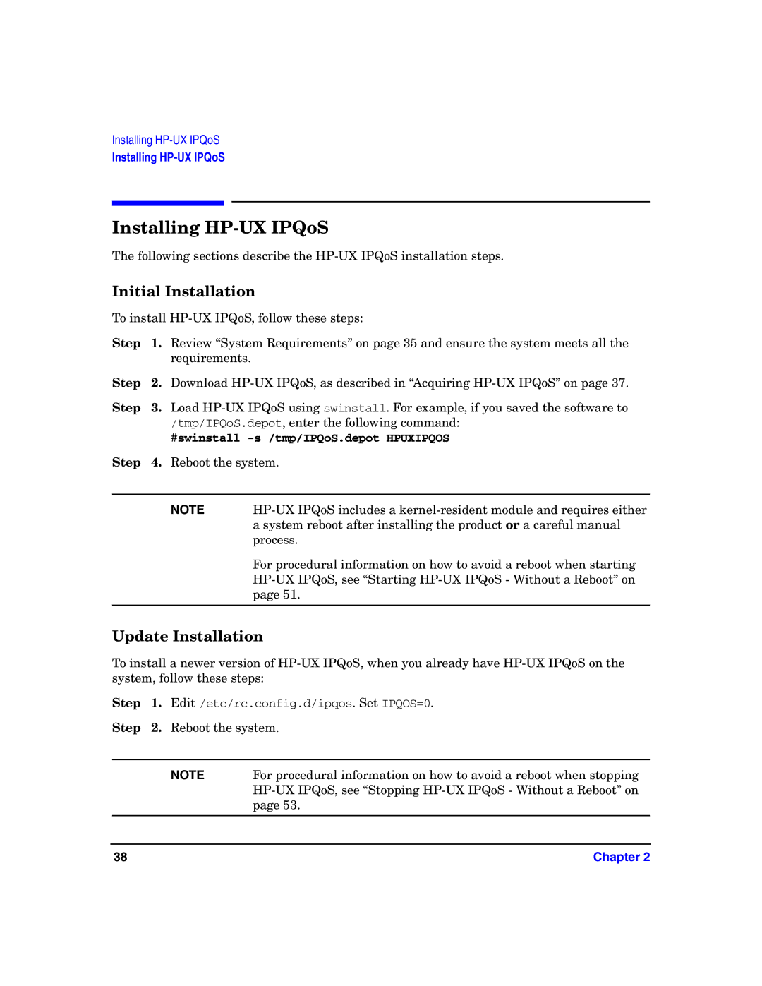 HP UX IPQos Software manual Installing HP-UX IPQoS, Initial Installation, Update Installation 