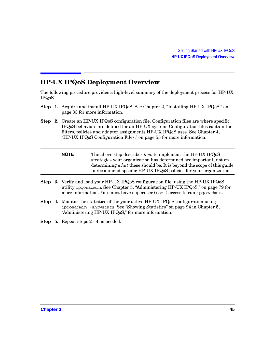 HP UX IPQos Software manual HP-UX IPQoS Deployment Overview, Step 