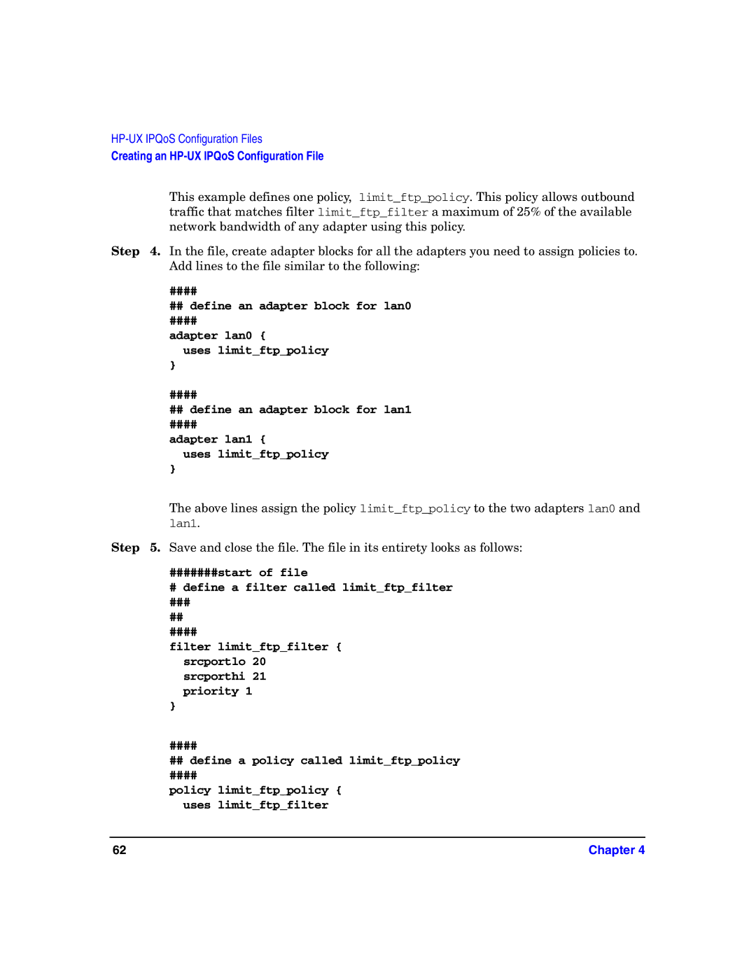 HP UX IPQos Software manual Creating an HP-UX IPQoS Configuration File 