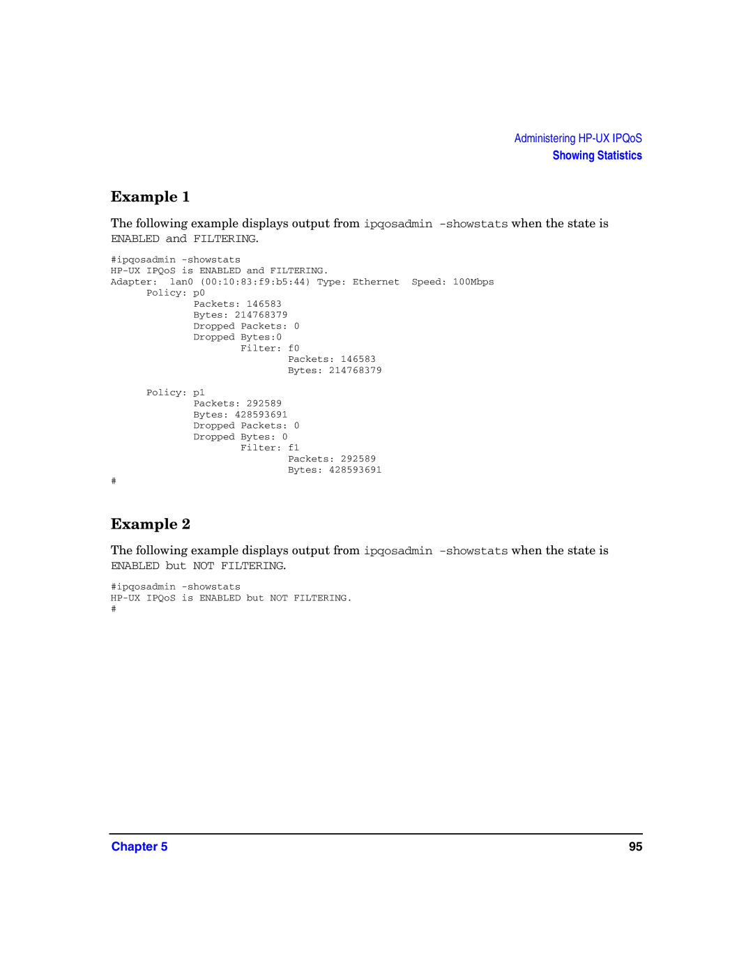 HP UX IPQos Software manual Packets Bytes 