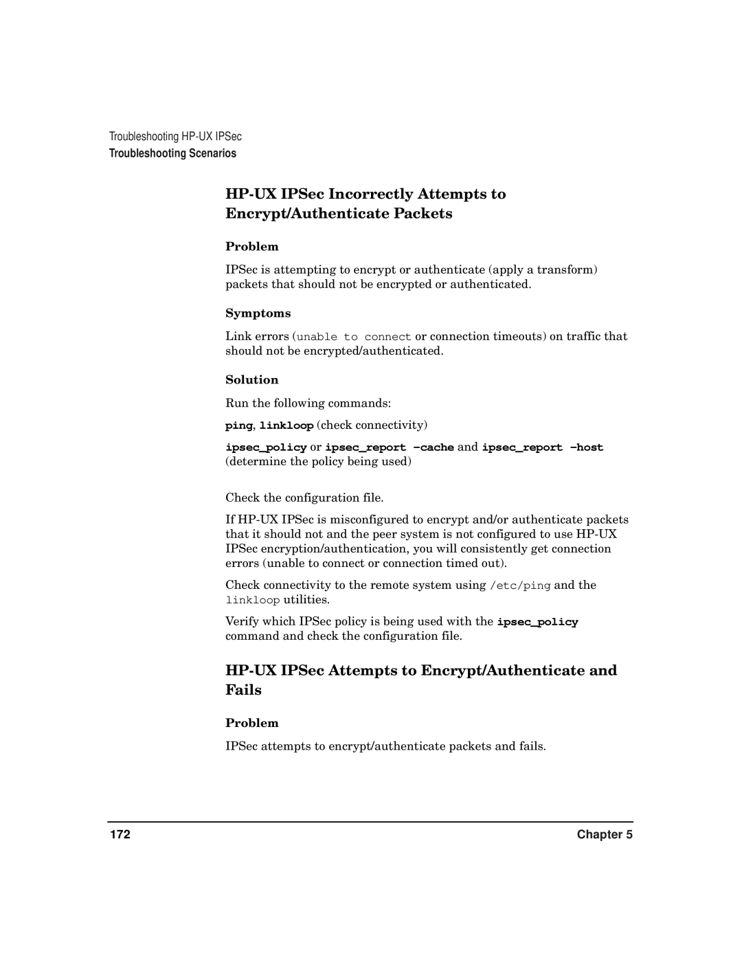 HP UX IPSec Software manual HP-UX IPSec Attempts to Encrypt/Authenticate and Fails 