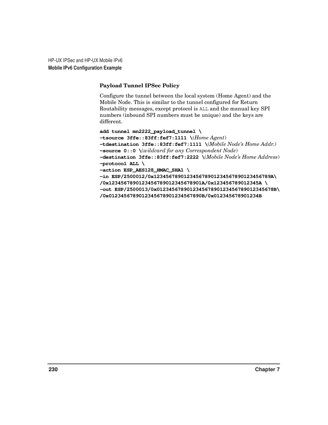 HP UX IPSec Software manual Payload Tunnel IPSec Policy 