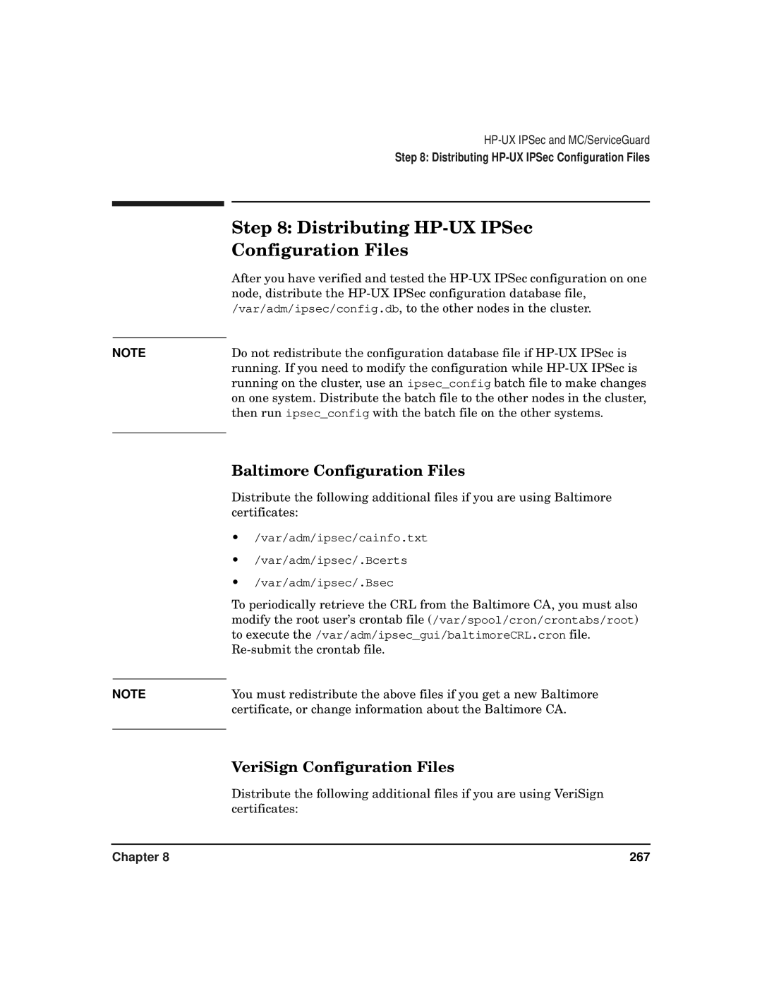 HP UX IPSec Software manual Distributing HP-UX IPSec Configuration Files, Baltimore Configuration Files 