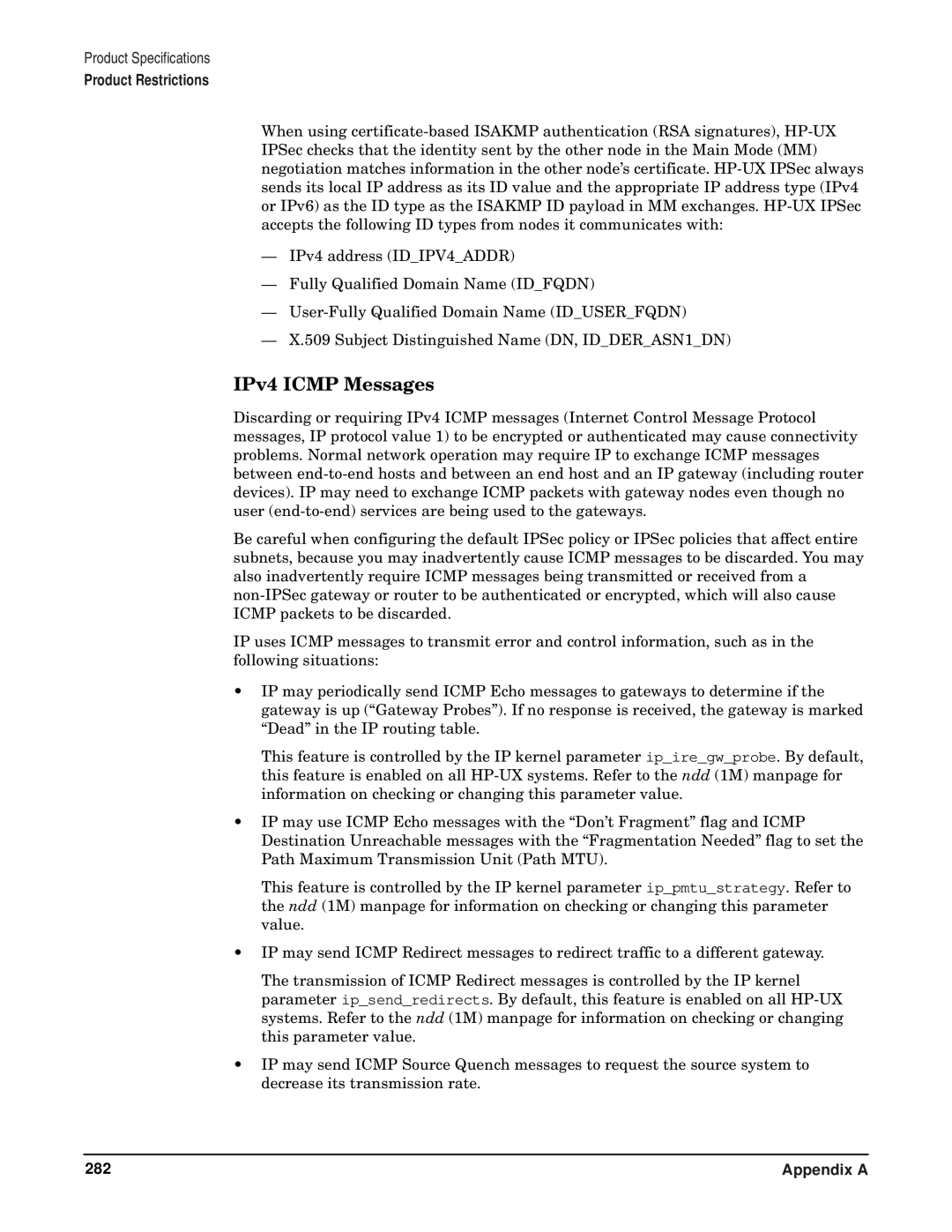 HP UX IPSec Software manual IPv4 Icmp Messages 