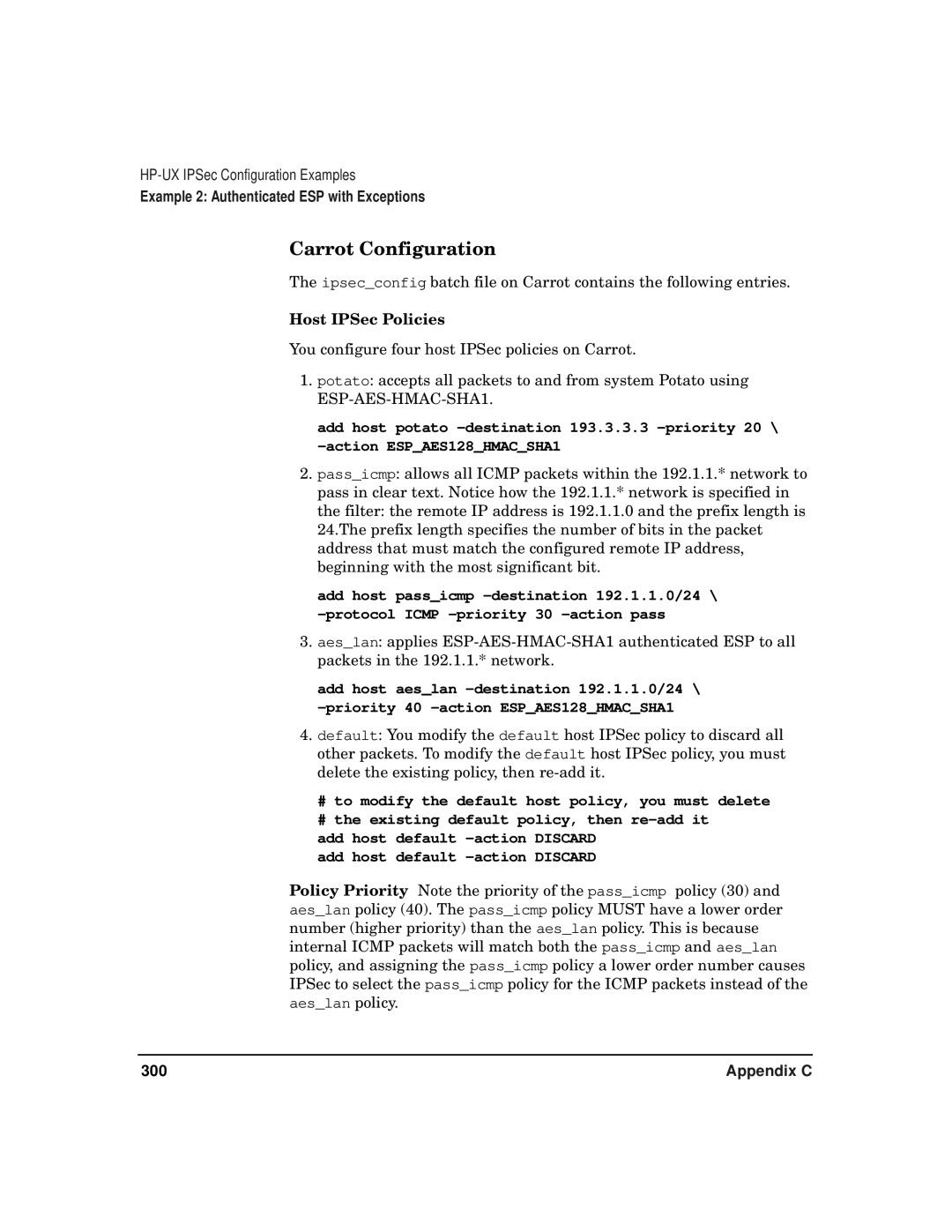 HP UX IPSec Software manual Carrot Configuration, Host IPSec Policies 