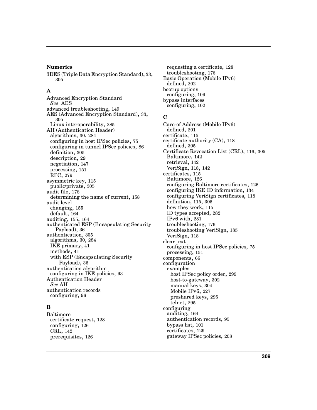 HP UX IPSec Software manual Numerics, 309 