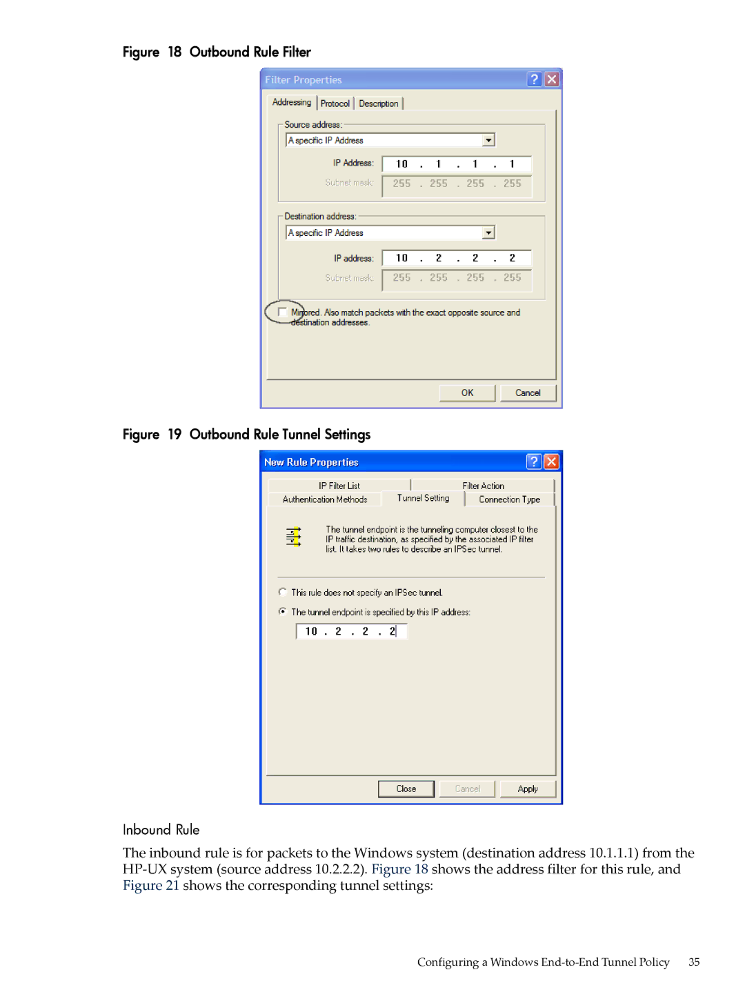 HP UX IPSec Software manual Outbound Rule Filter 