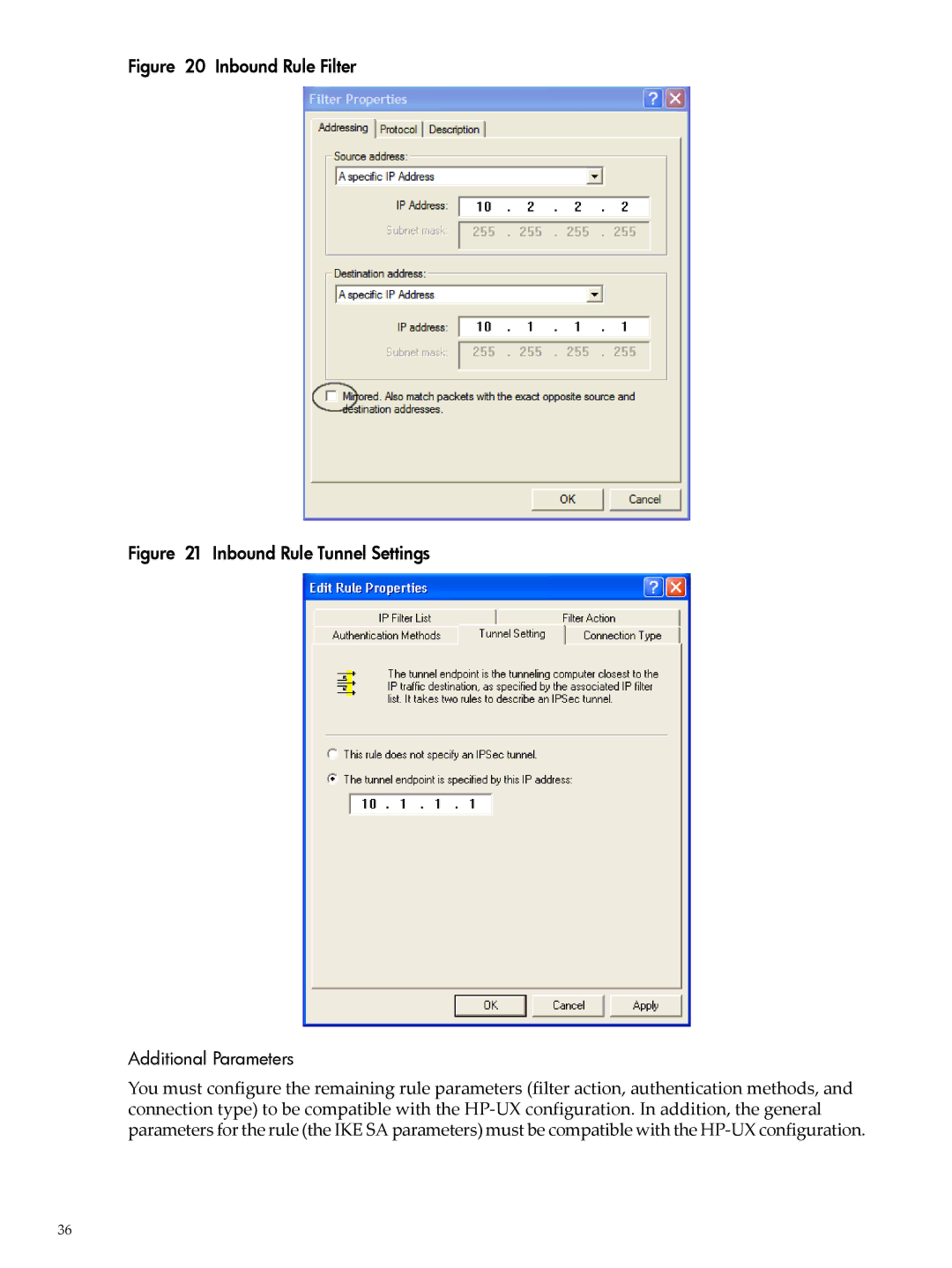 HP UX IPSec Software manual Inbound Rule Filter 