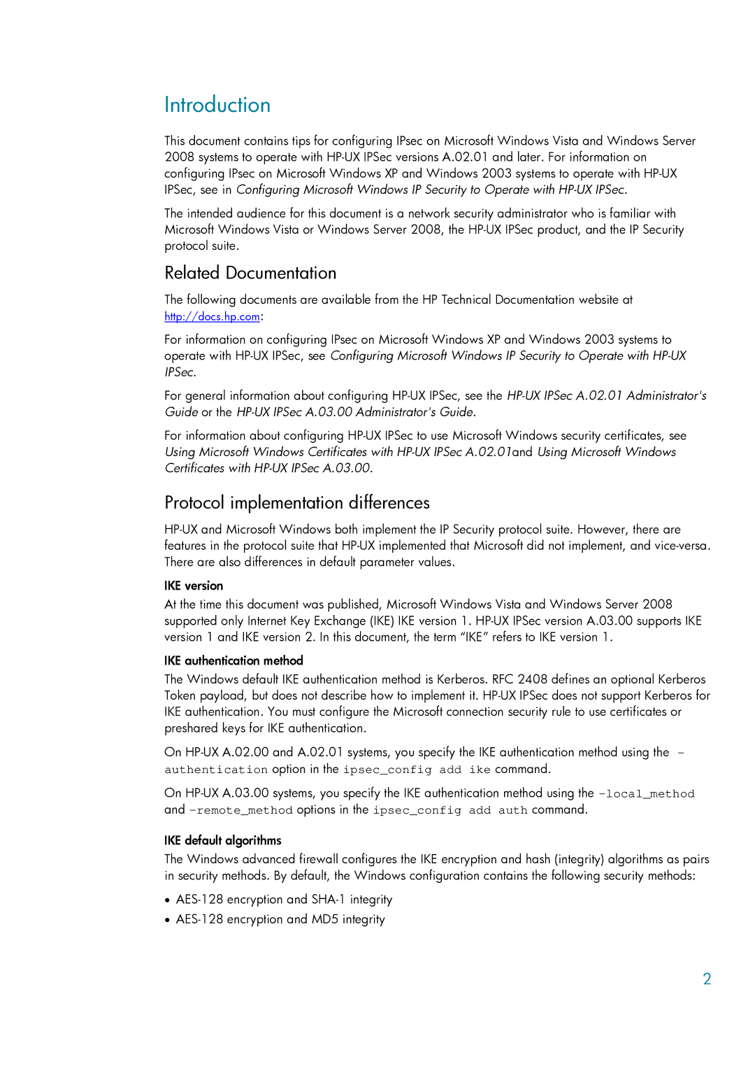 HP UX IPSec Software manual Introduction, Related Documentation 