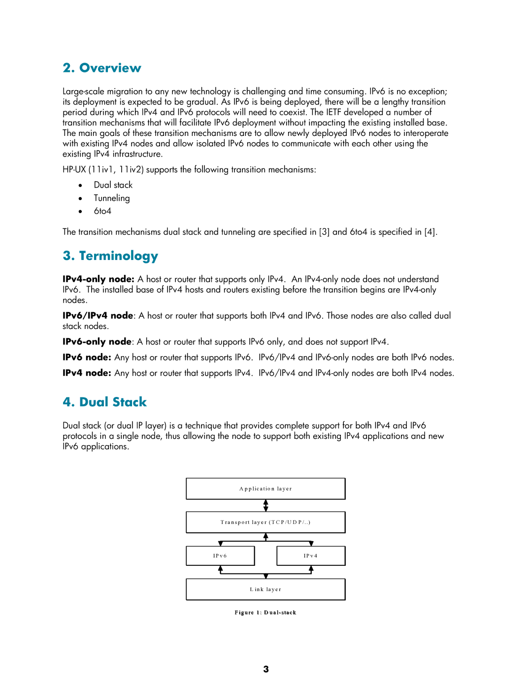 HP UX IPv6 Software manual Overview, Terminology, Dual Stack 