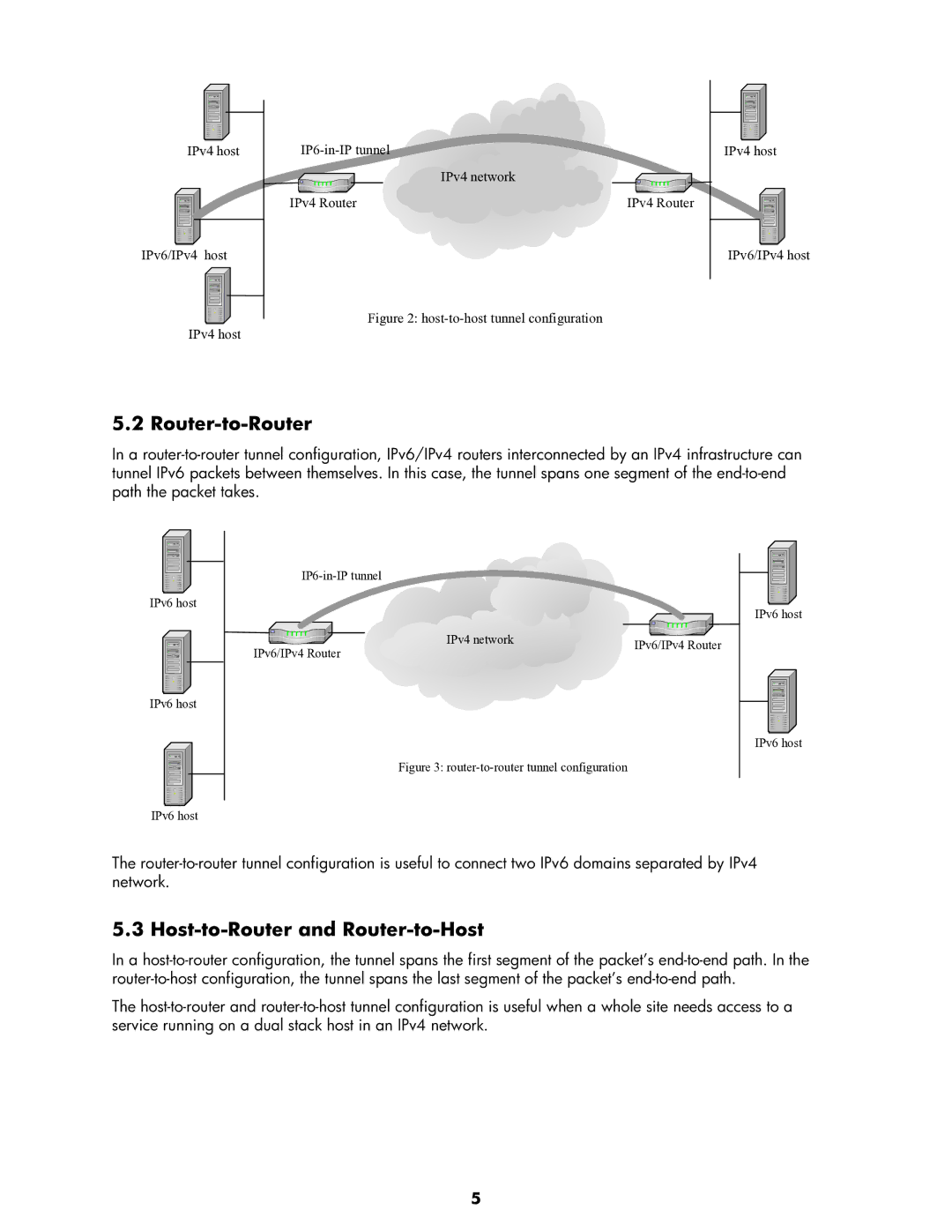 HP UX IPv6 Software manual Router-to-Router, Host-to-Router and Router-to-Host 