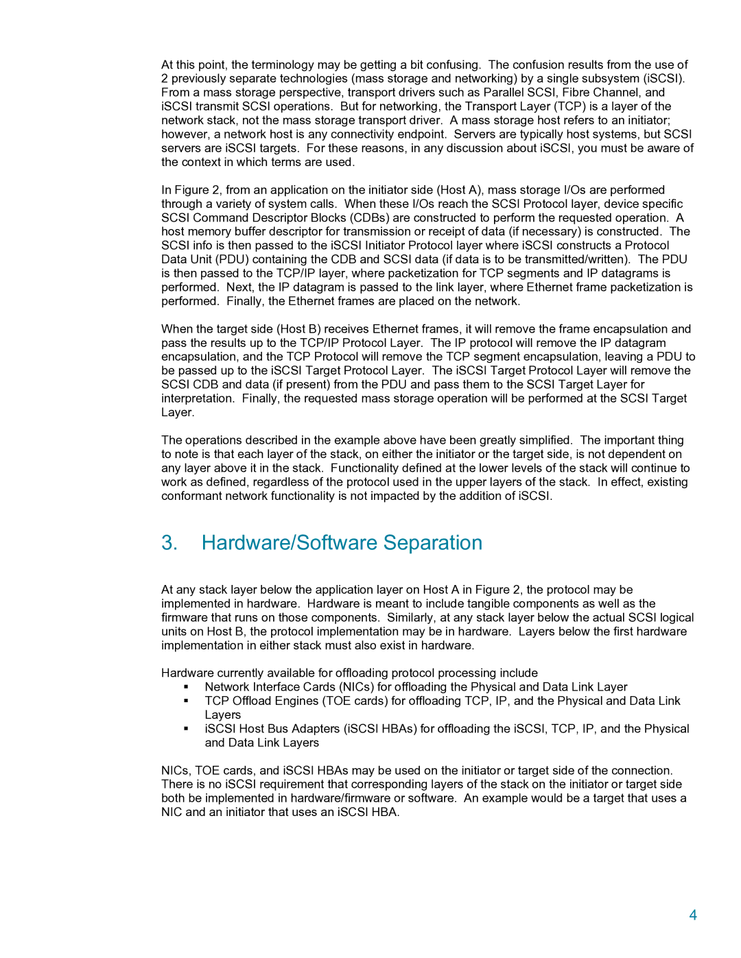 HP UX iSCSI (SCSI Over TCP/IP) Software manual Hardware/Software Separation 