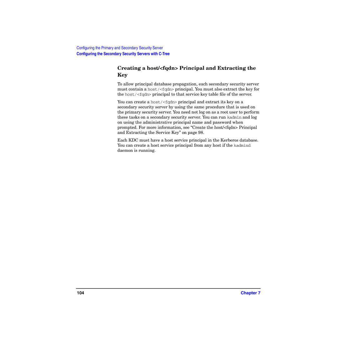 HP UX Kerberos Data Security Software manual Creating a host/fqdn Principal and Extracting the Key 