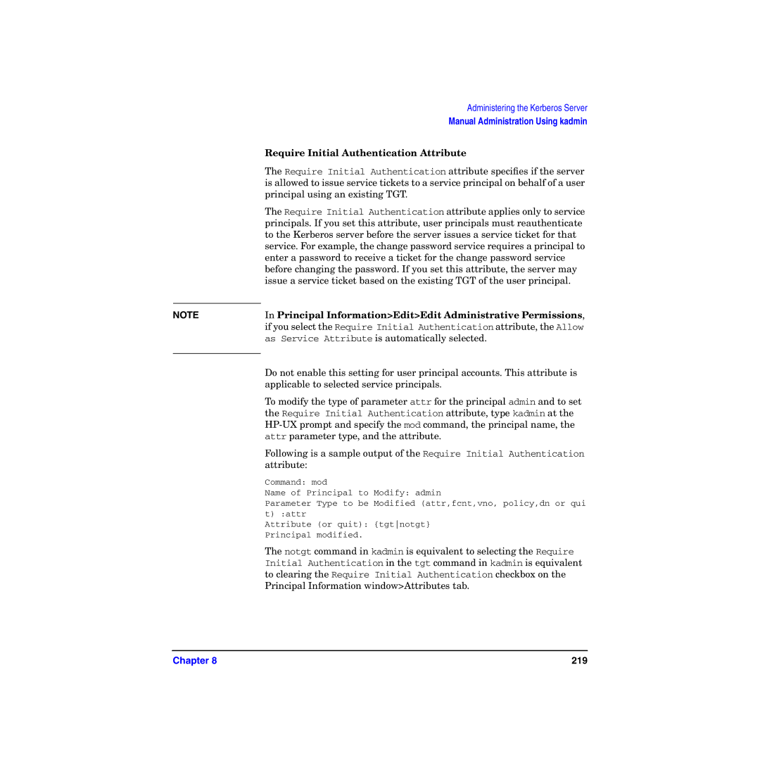 HP UX Kerberos Data Security Software manual Require Initial Authentication Attribute 