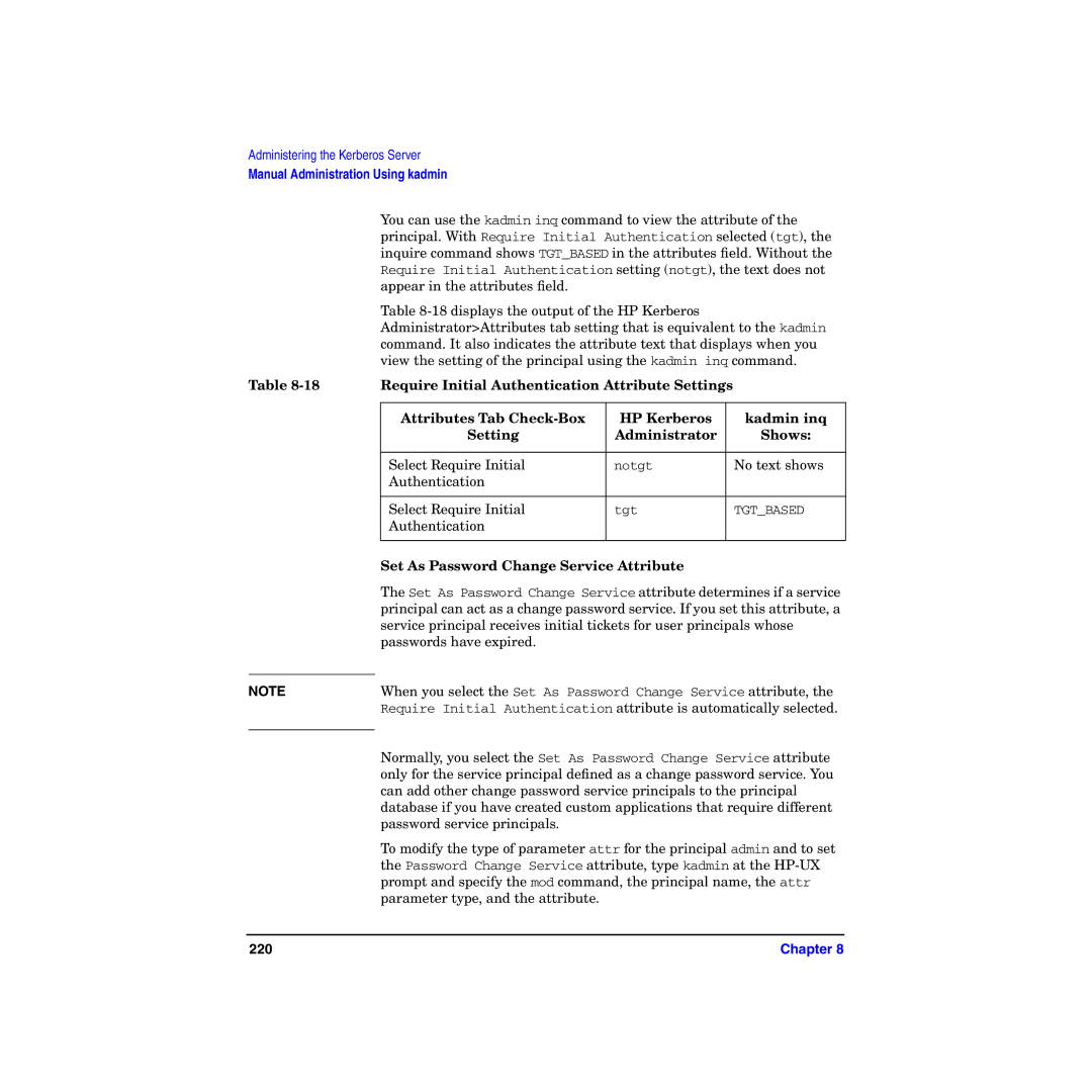 HP UX Kerberos Data Security Software manual No text shows, Authentication Select Require Initial 