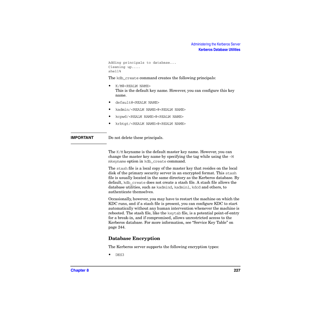 HP UX Kerberos Data Security Software manual Database Encryption 
