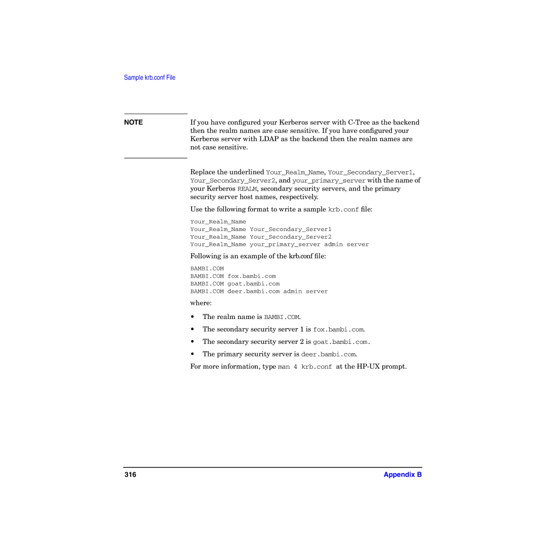 HP UX Kerberos Data Security Software manual Appendix B 