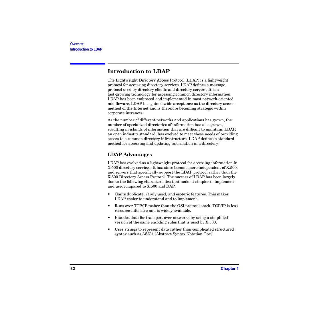 HP UX Kerberos Data Security Software manual Introduction to Ldap, Ldap Advantages 