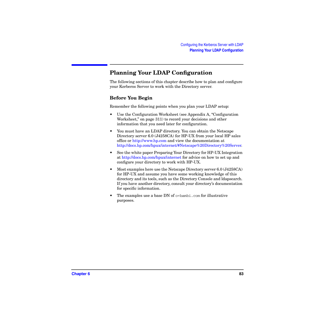 HP UX Kerberos Data Security Software manual Planning Your Ldap Conﬁguration, Before You Begin 