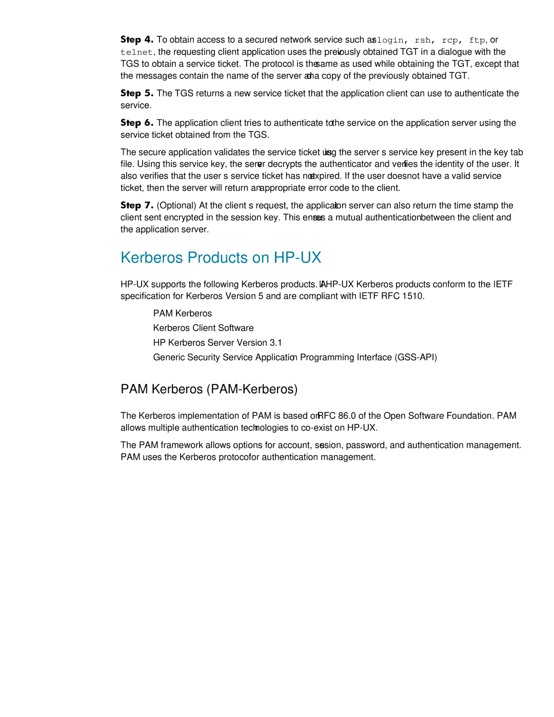 HP UX Kerberos Data Security Software manual Kerberos Products on HP-UX, PAM Kerberos PAM-Kerberos 