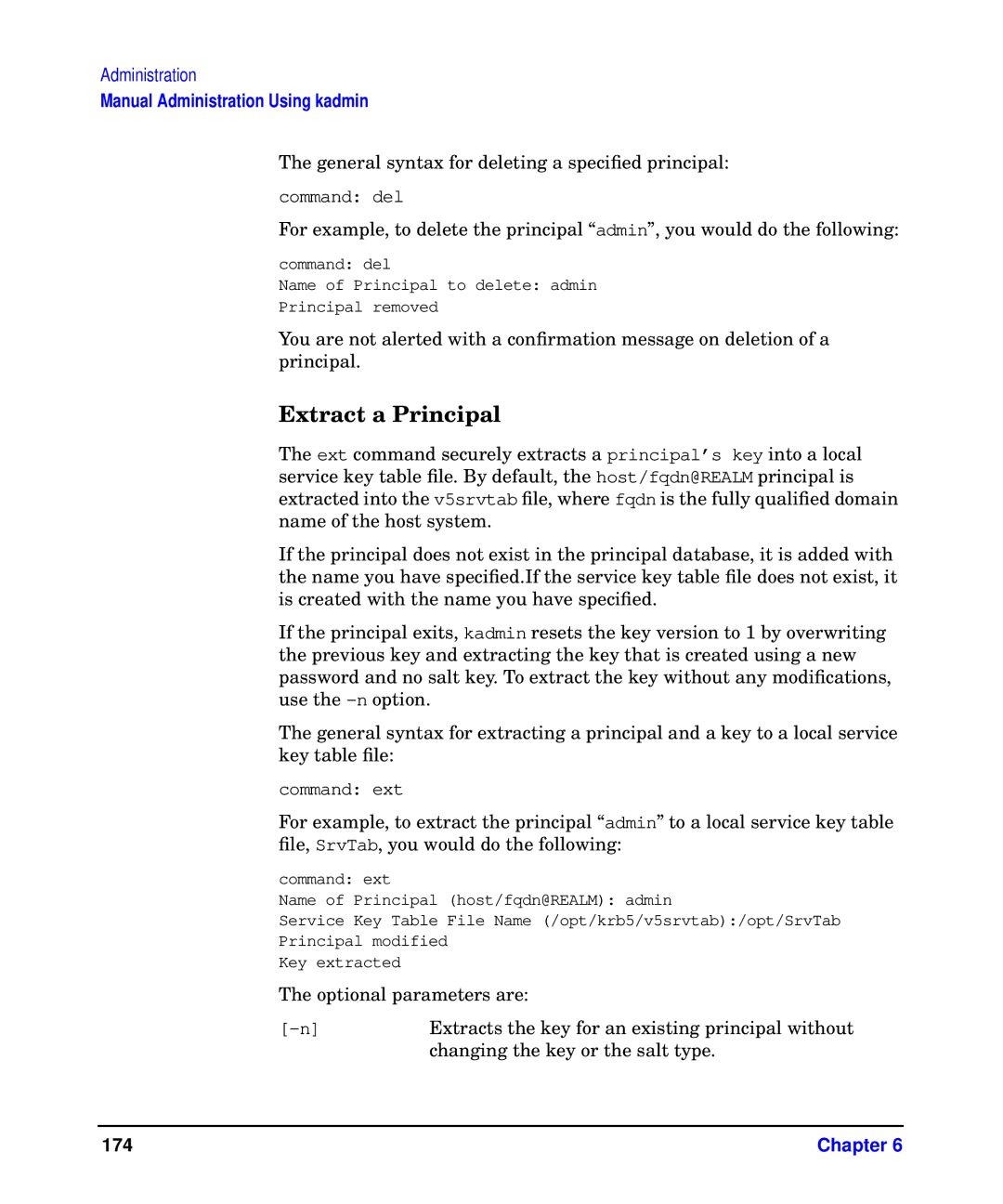HP UX Kerberos Data Security Software manual Extract a Principal 