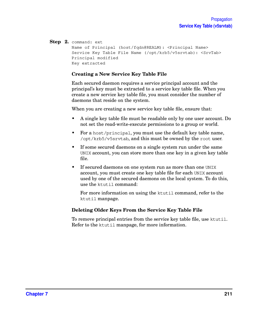 HP UX Kerberos Data Security Software manual Creating a New Service Key Table File 
