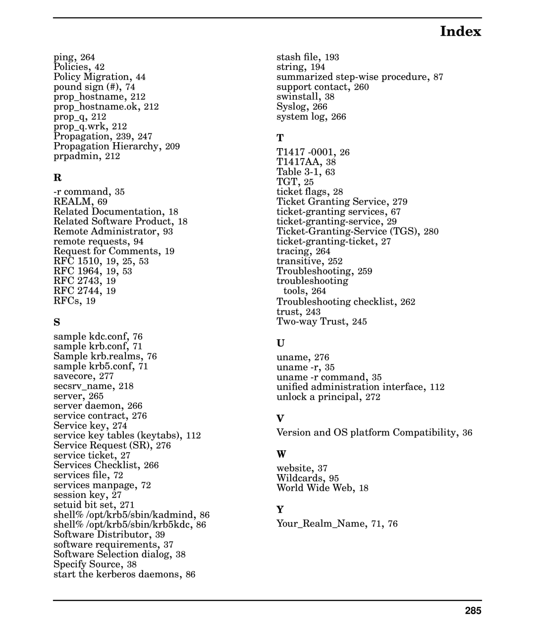 HP UX Kerberos Data Security Software manual 285 