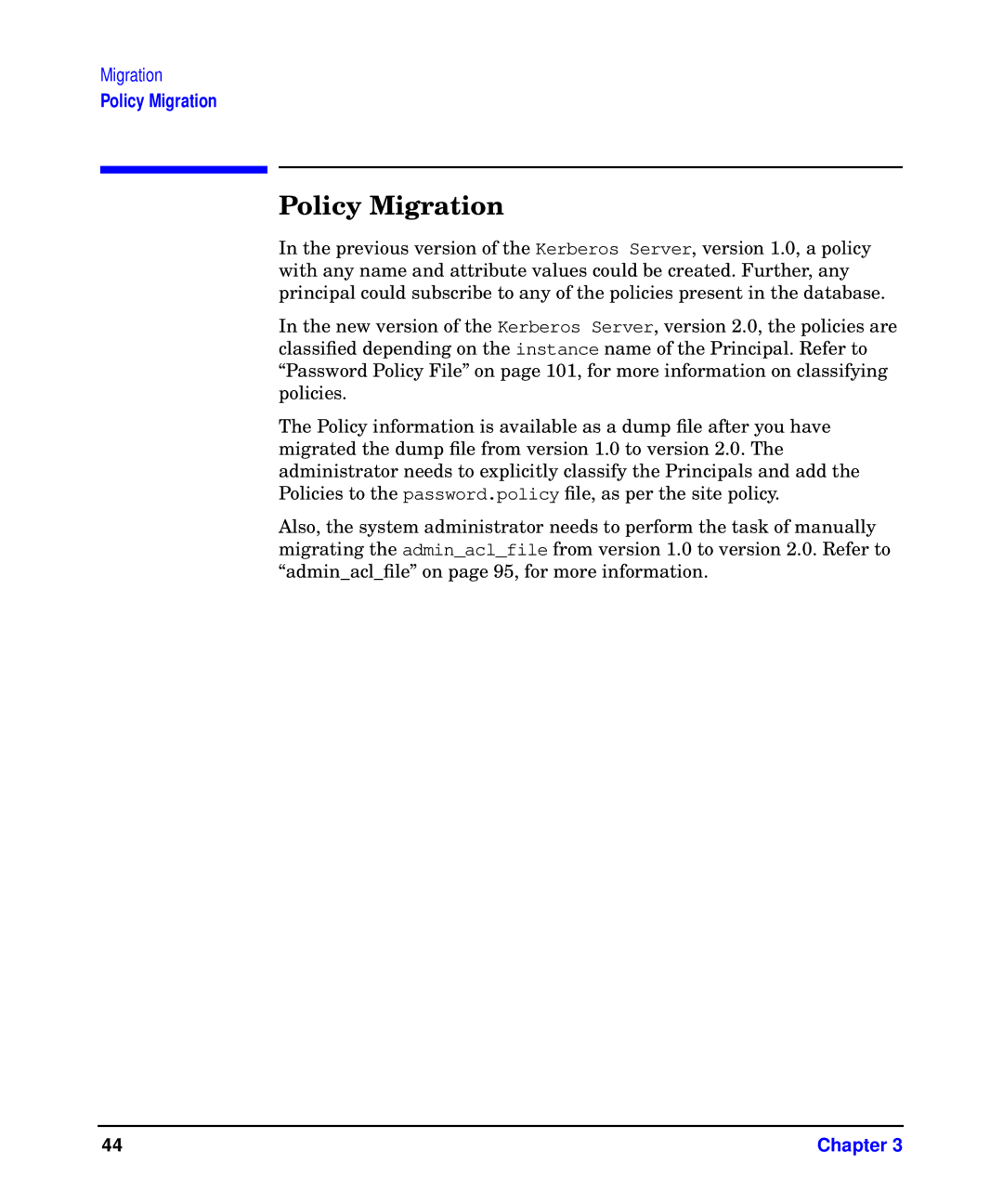 HP UX Kerberos Data Security Software manual Policy Migration 