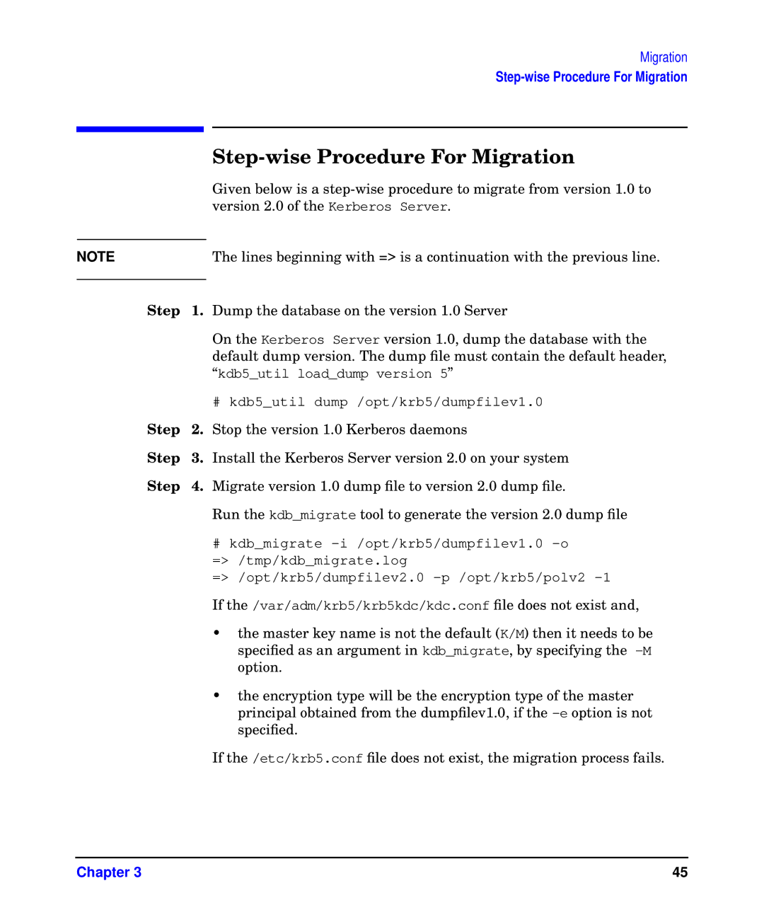 HP UX Kerberos Data Security Software manual Step-wise Procedure For Migration 