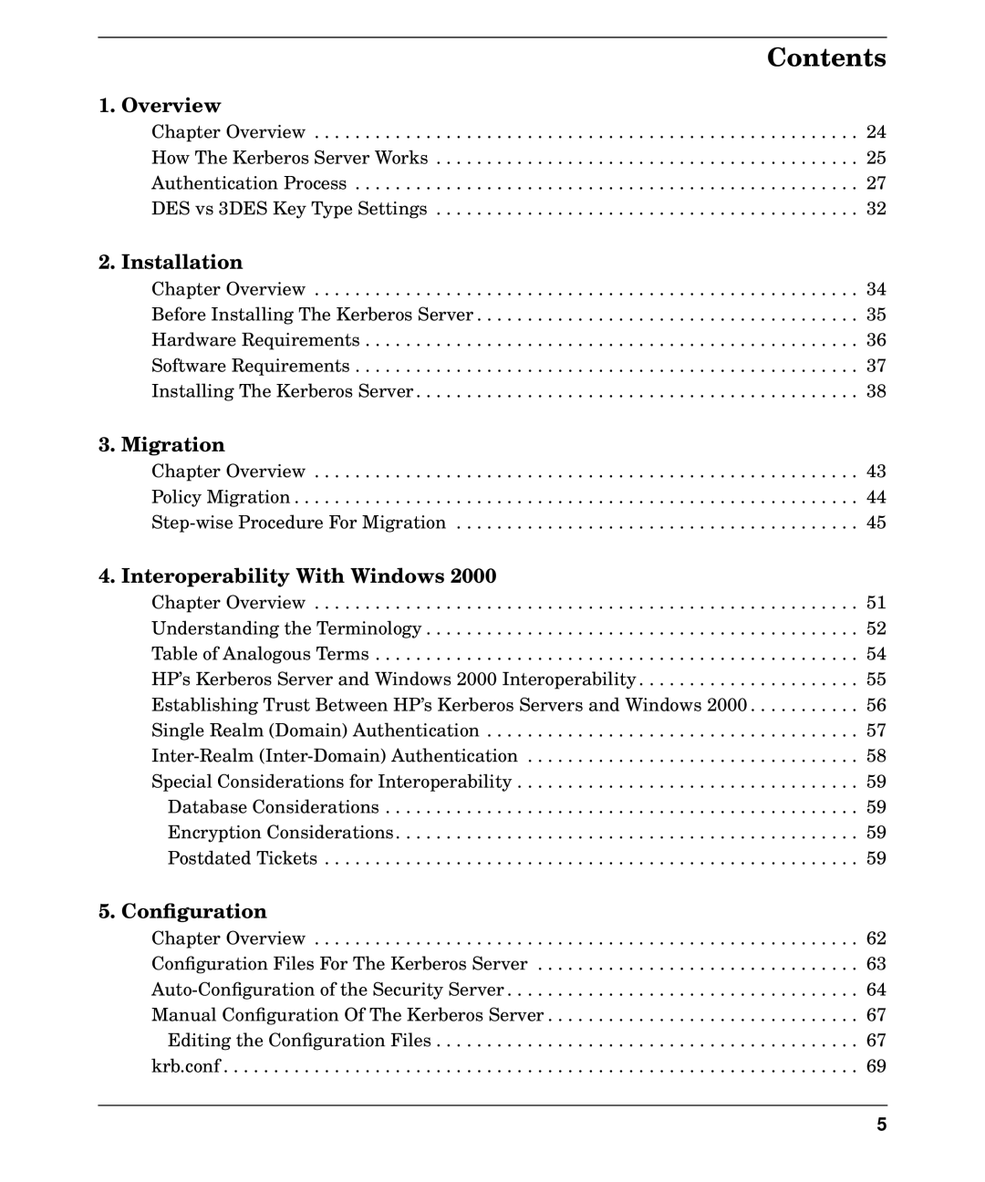 HP UX Kerberos Data Security Software manual Contents 