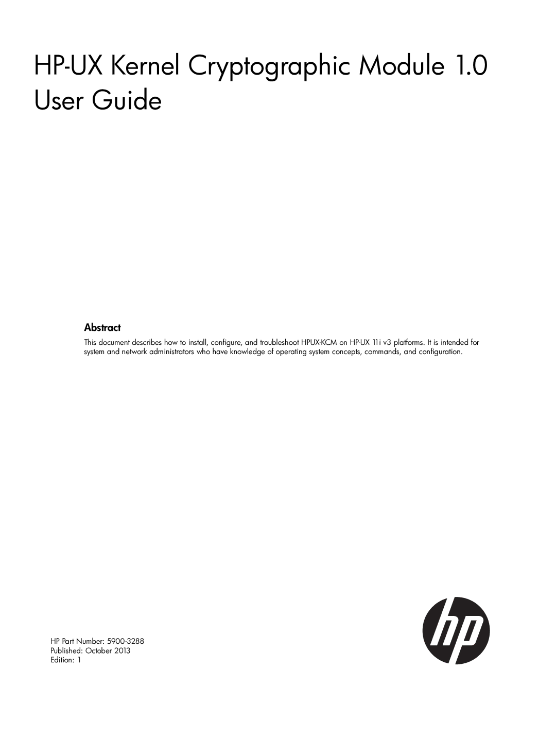 HP UX Kernel Cryptographic Module (KCM) manual HP-UX Kernel Cryptographic Module 1.0 User Guide 