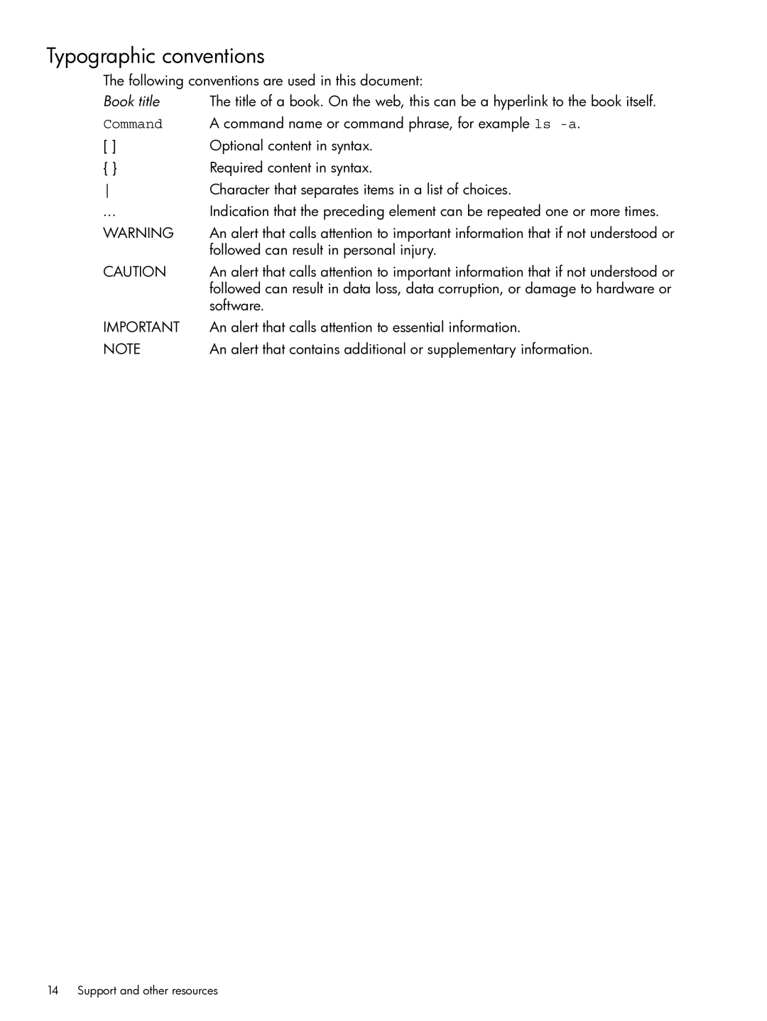 HP UX Kernel Cryptographic Module (KCM) manual Typographic conventions, Command 