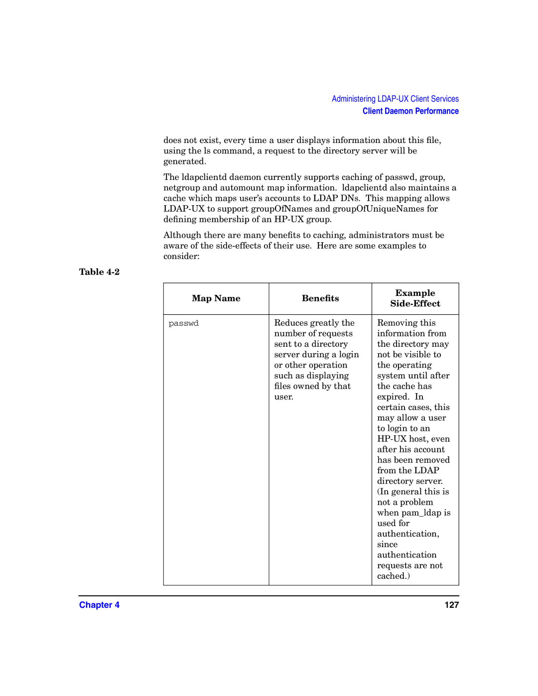 HP UX LDAP-UX Integration Software manual Map Name Beneﬁts Example Side-Effect 