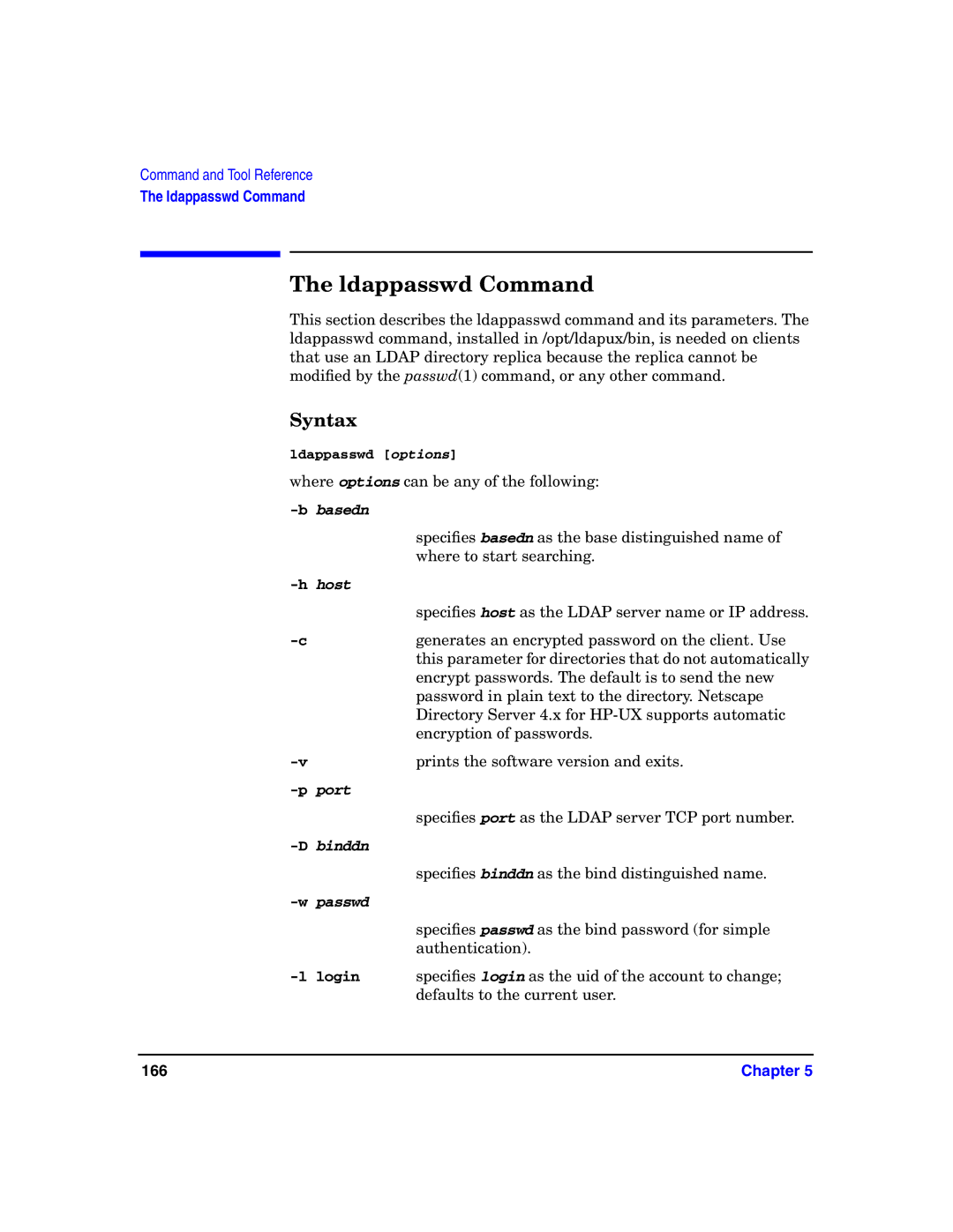 HP UX LDAP-UX Integration Software manual Ldappasswd Command 