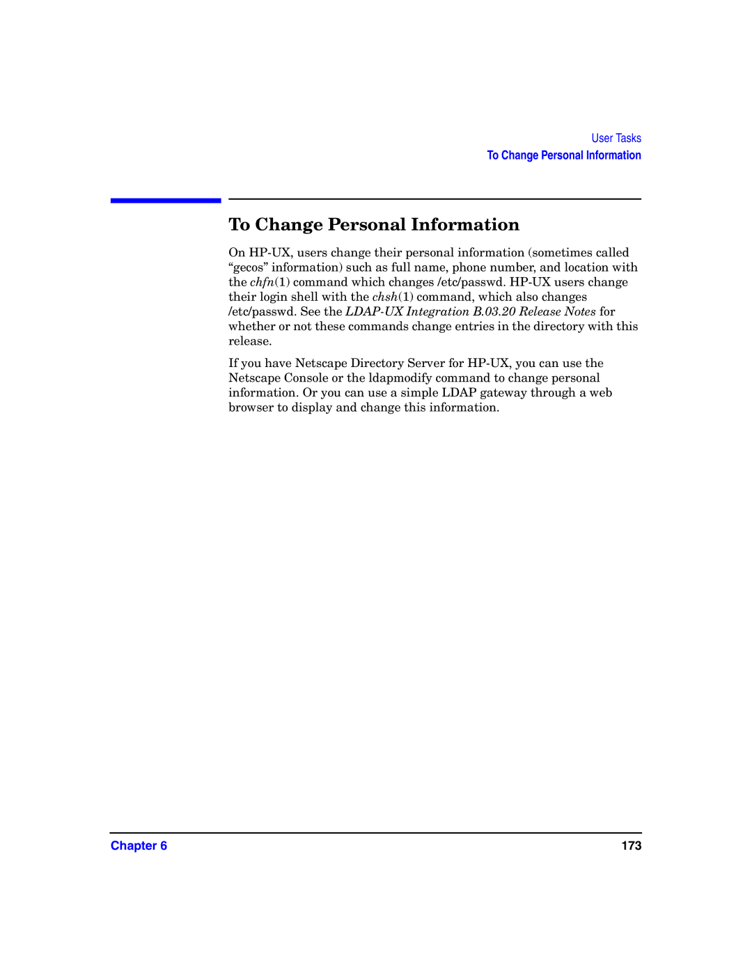 HP UX LDAP-UX Integration Software manual To Change Personal Information 