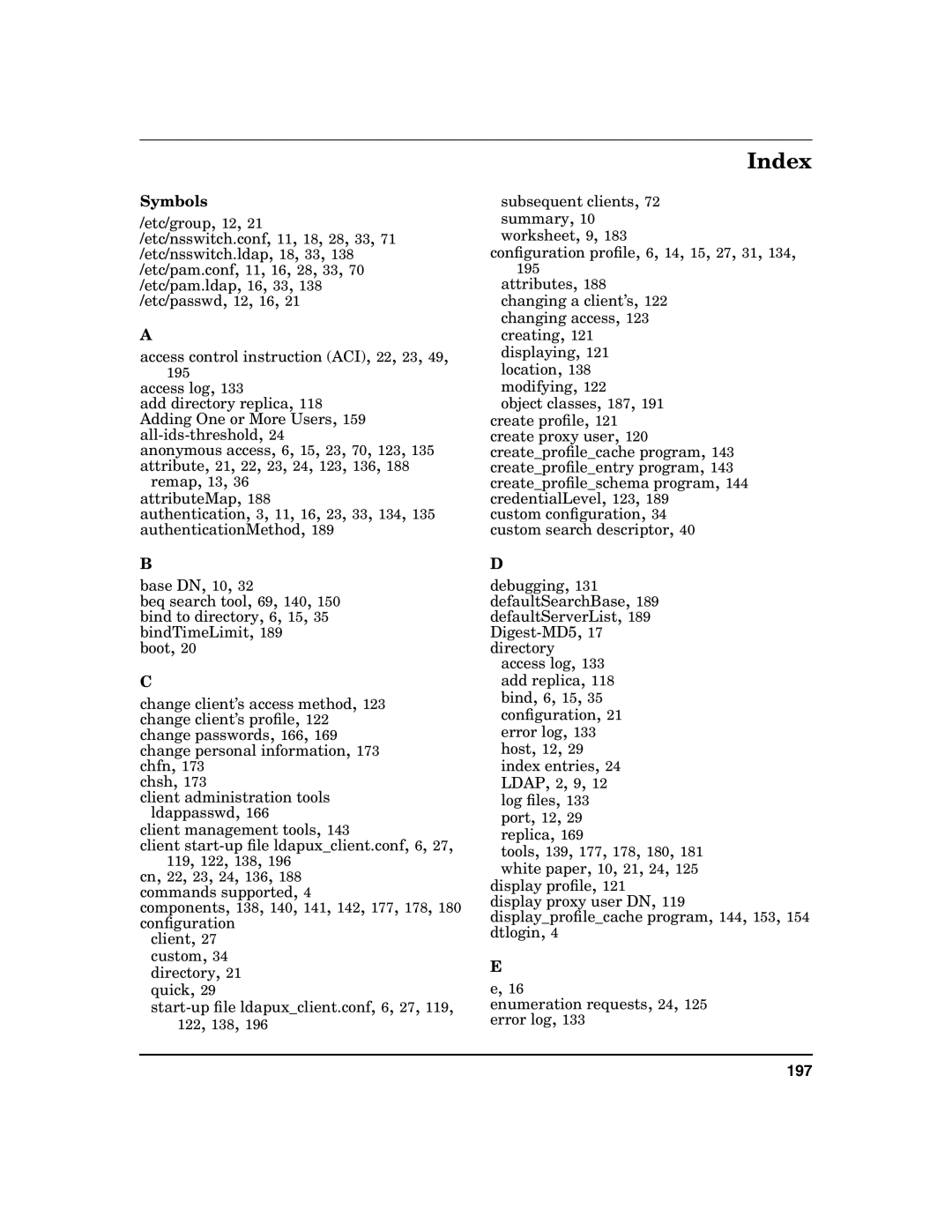 HP UX LDAP-UX Integration Software manual Index, Symbols 